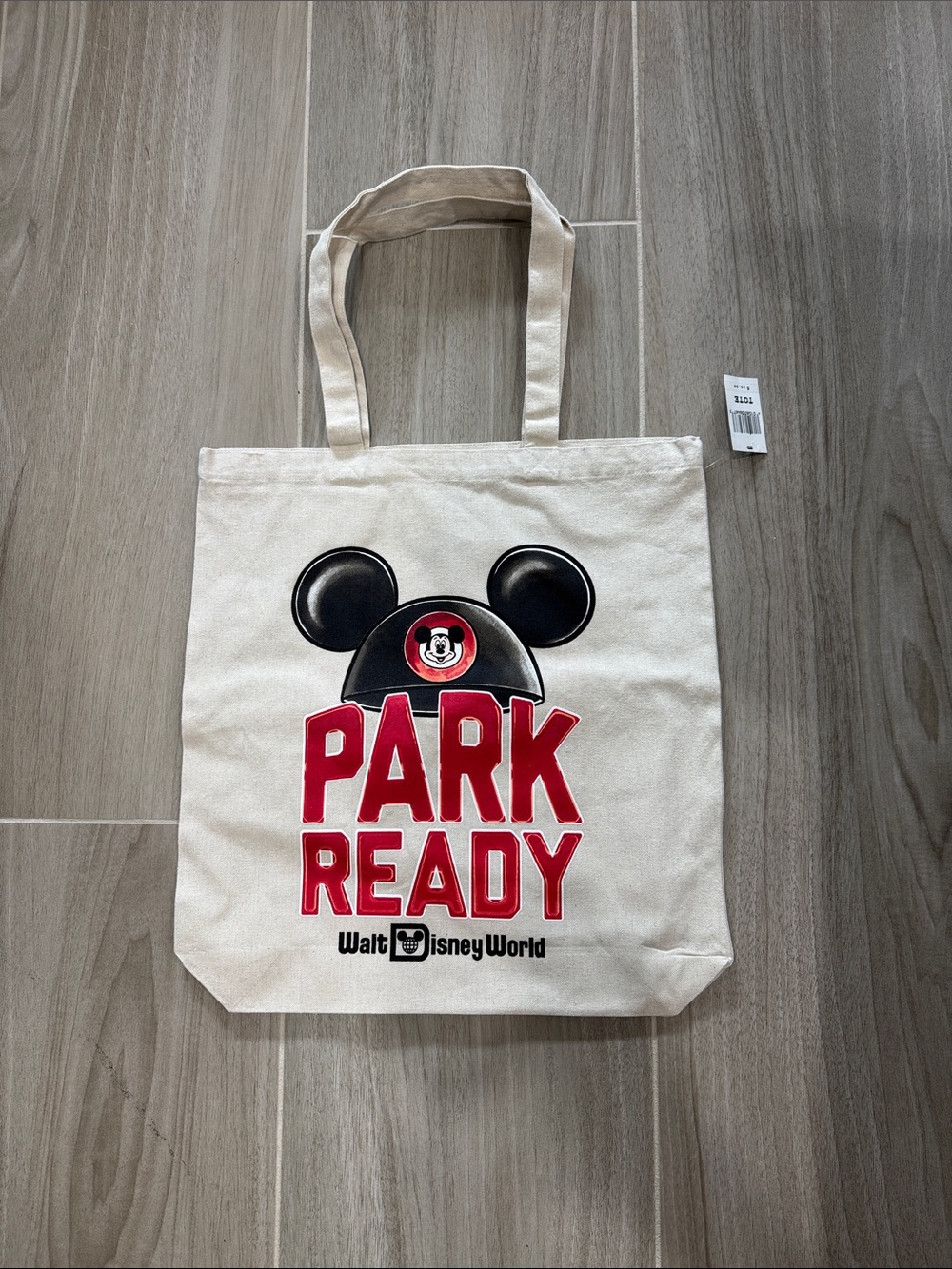 Disney Canvas Tote Bag in Cream with Black and Red Park Design